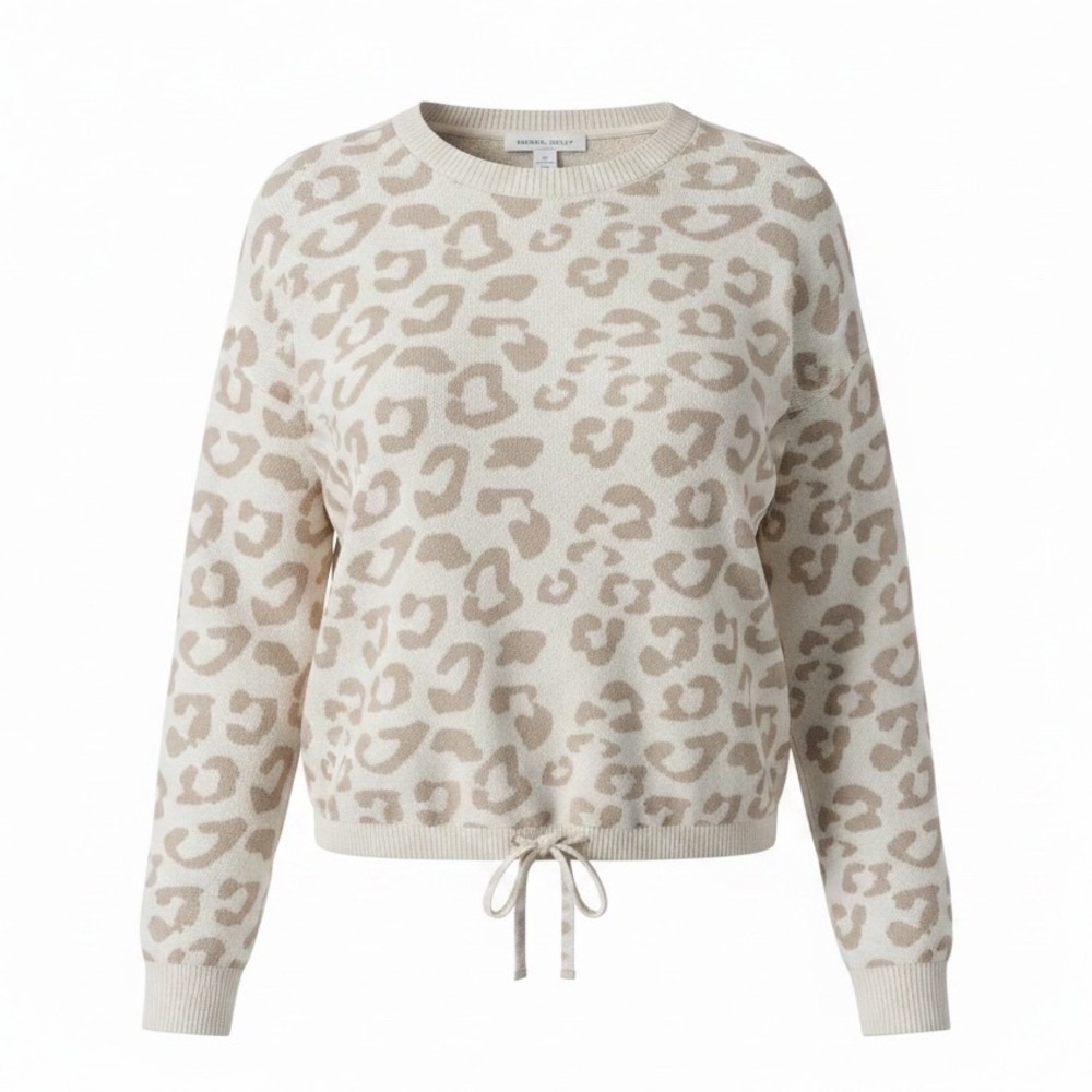 Barefoot Dreams Girls 6-7 CozyChic Leopard‎ Print Long Sleeve Sweater NWT